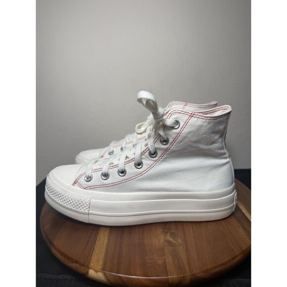 Converse All Star High Top Platform 171209C Women’s Size 7.5 Red Heart White - Picture 3 of 8